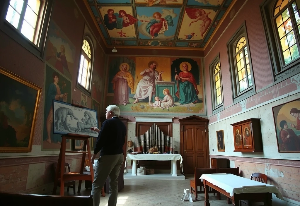 Artista che dipinge un affresco