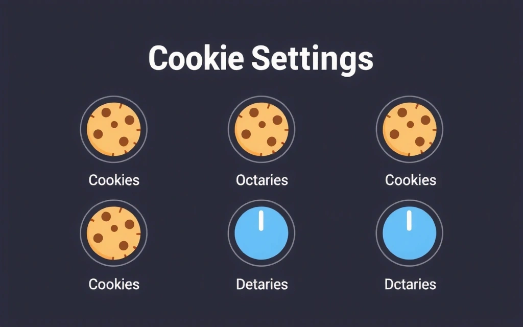 Illustrazione di un pannello di controllo delle impostazioni dei cookie con opzioni di attivazione/disattivazione