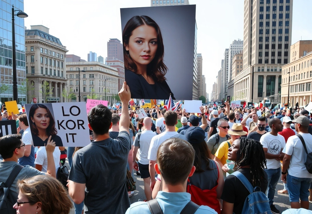 Immagine di una folla che manifesta in piazza