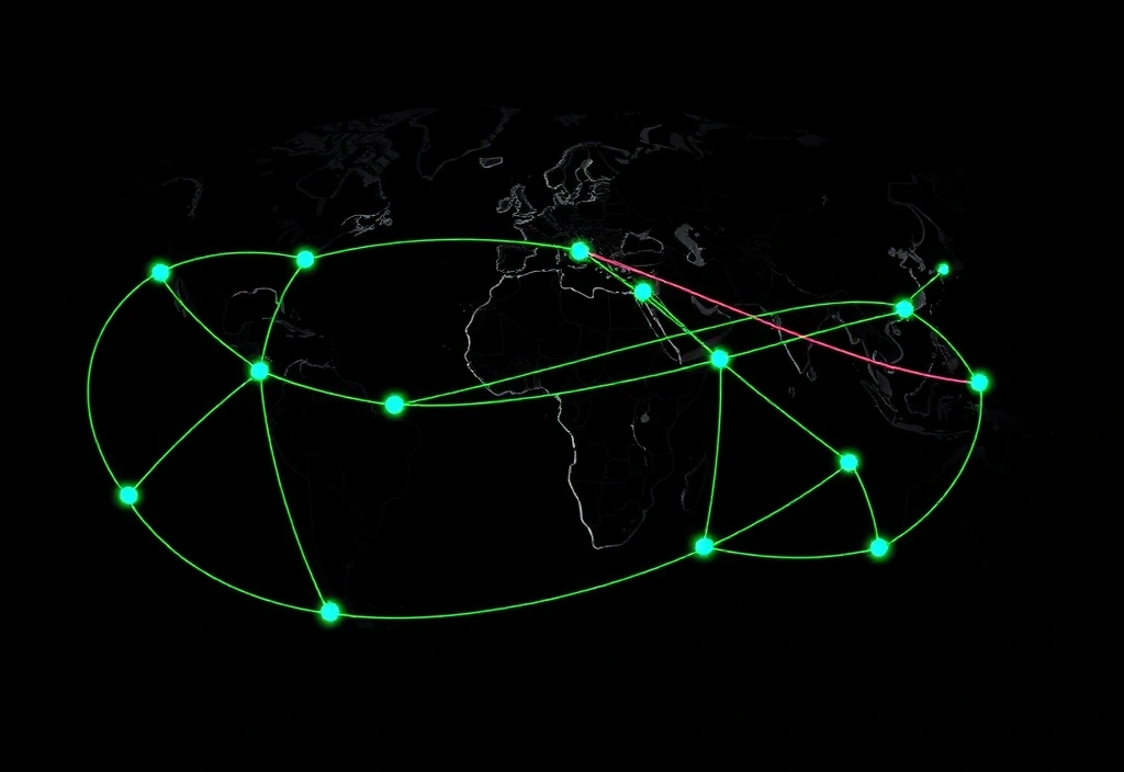 Immagine di una mappa del mondo con connessioni